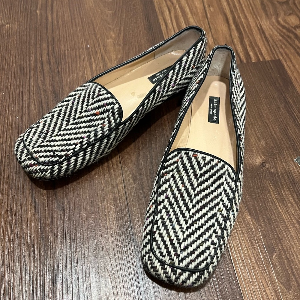 Kate Spade Tweed Herringbone Loafer Size 6 1/2